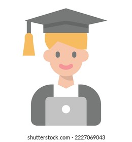 online learning icon flat color, technology , education 