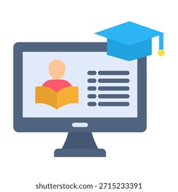 Online Learning Icon Flaches Design, Vektorgrafik