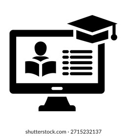 Online Learning Icon Glyph Design Vector Illustration