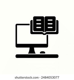 online learning icon, isolated black icon theme learning