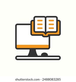 online learning icon, isolated black icon theme learning