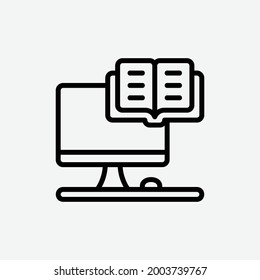  online learning icon, isolated learning outline icon in light grey background, perfect for website, blog,  logo, graphic design, social media, UI, mobile app, EPS 10 vector illustration