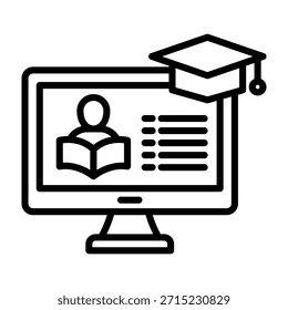 Online Learning Icon Line Design Vector Illustration
