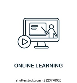 Online Learning icon. Line element from university collection. Linear Online Learning icon sign for web design, infographics and more.