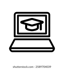 Online learning icon, Line Vector graphics