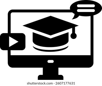 Online Learning Icon Mixed Vector Illustration