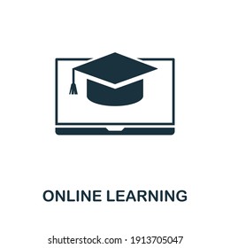 Online Learning icon. Monocrome element from new normality collection. Online Learning icon for banners, infographics and templates.