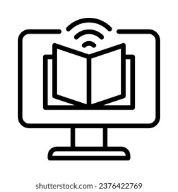 Icono de aprendizaje en línea. Estilo de esquema. Vector. Aislar sobre fondo blanco.