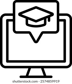 Online Learning Icon Outline Vector Illustration