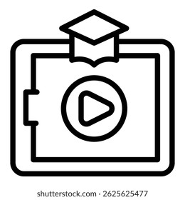 Online learning icon outline vector. Web course. Video book