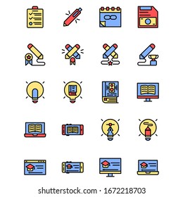 online learning icon. perfect for application, web, logo and presentation template. icon design filled line style. icon set design part 4