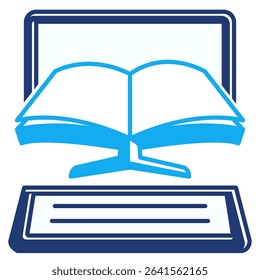 Online Learning icon represented by virtual book Dualtone style.