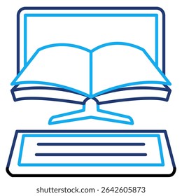 Online Learning icon represented by virtual book Dual Line style.