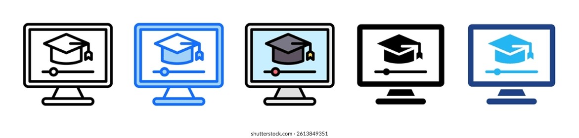 Online Learning Icon Set Multiple Style Collection