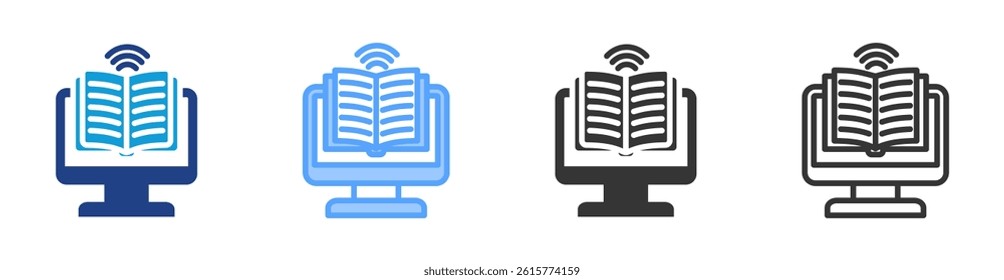 Online Learning icon set multiple style collection