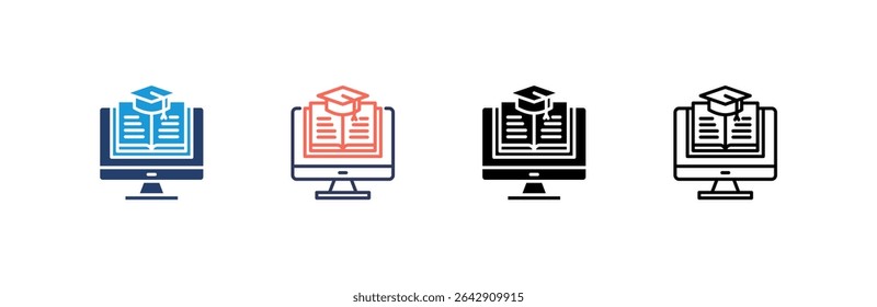 Online Learning Icon set multiple style collection