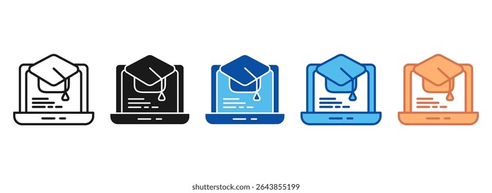 Online Learning Icon Set Multiple Style Collection