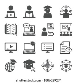 Online Learning Icon Set - Self Study Education