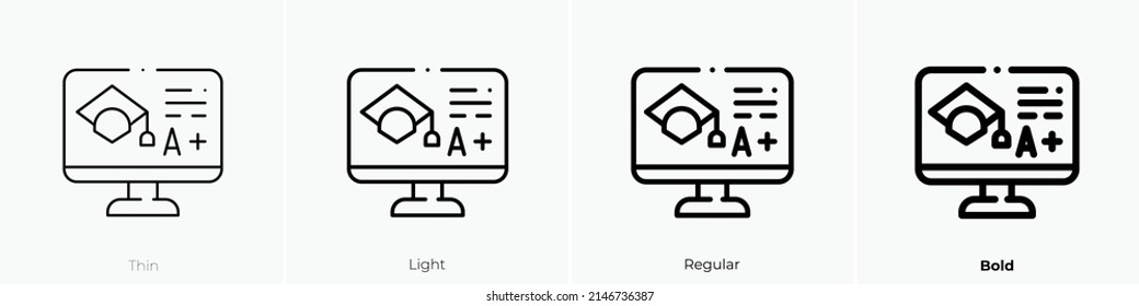 online learning icon. Thin, Light Regular And Bold style design isolated on white background
