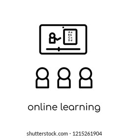 Online learning icon. Trendy modern flat linear vector Online learning icon on white background from thin line E-learning and education collection, editable outline stroke vector illustration