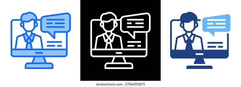 Online Learning Icon triplestyle Vector Illustration