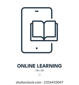Online Learning Icon. Tutorial, Education, Internet. Editable Stroke. Simple Vector Icon