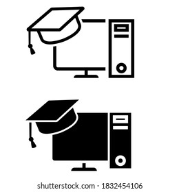 Online learning icon vector set. web academic illustration sign collection. education symbol.