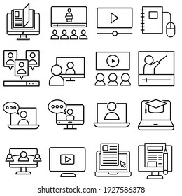 Online learning icon vector set. webinar illustration sign collection. web school symbol.