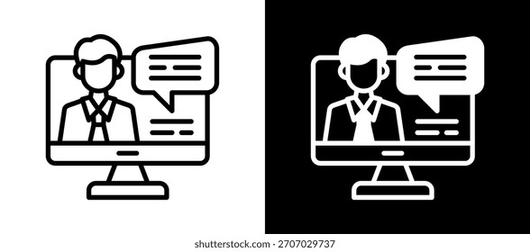 Icono de aprendizaje en línea whiteblack Ilustración vectorial