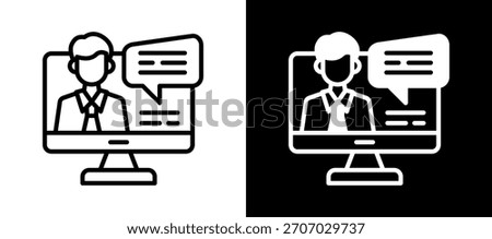 Online Learning Icon whiteblack Vector Illustration