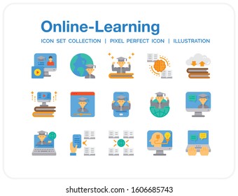 Online Learning Icons Set. UI Pixel Perfect Well-crafted Vector Thin Line Icons. The illustrations are a vector.