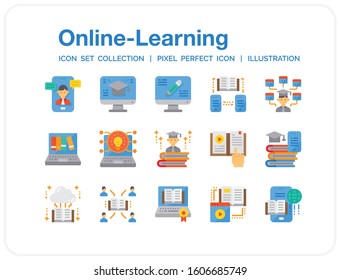 Online Learning Icons Set. UI Pixel Perfect Well-crafted Vector Thin Line Icons. The illustrations are a vector.