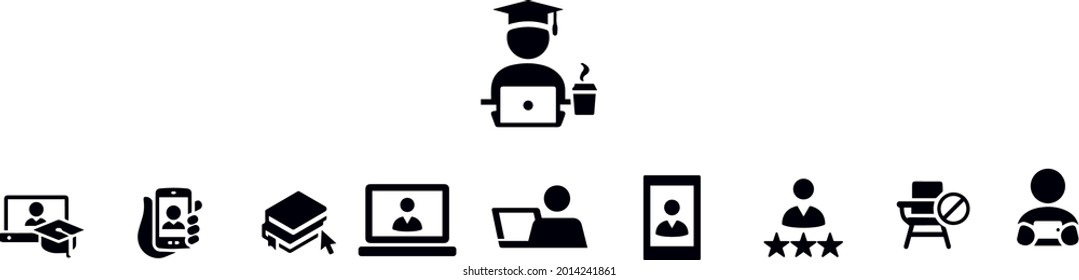 Online Learning Icons vector design 