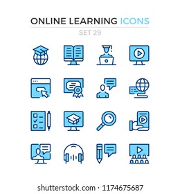 Online learning icons. Vector line icons set. Premium quality. Simple thin line design. Modern outline symbols, pictograms.