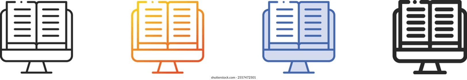 online learning icon.Thin Linear, Gradient, Blue Stroke and bold Style Design Isolated On White Background