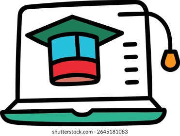 Arte vectorial de estilo doodle de ilustración de aprendizaje en línea.