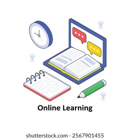 Online Learning isometric Colored illustration. EPS File stock illustration