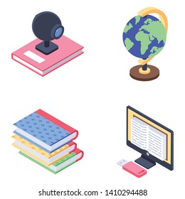
Online Learning Isometric Icons Pack 
