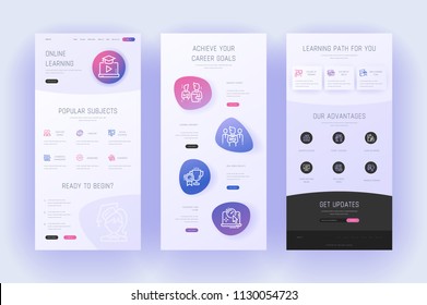 Online Learning Landing page template. Template for website design.