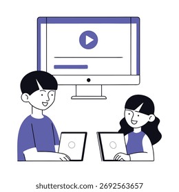Online Learning with Laptops Illustration
