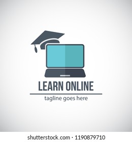 Online learning - learn online sign. Vector illustration
