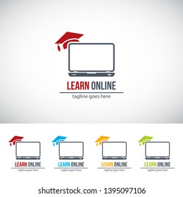 Online learning - learn online sign. Vector illustration