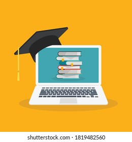 Online learning - learn online. Vector illustration