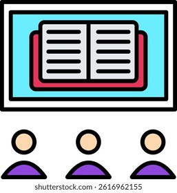 Online Learning Line Filled Vector Icon Design