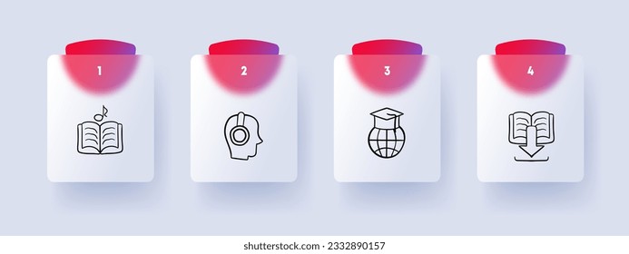 Online learning line icon. Book, note, planet, headphones, self-development. Vector line icon for Business