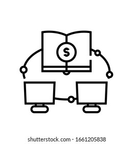 Online learning line icon, concept sign, outline vector illustration, linear symbol.