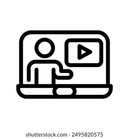 online learning line icon illustration vector graphic. Simple element illustration vector graphic, suitable for app, websites, and presentations isolated on white background