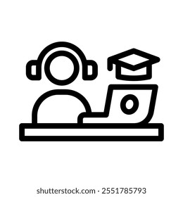 ícone de linha de aprendizagem on-line ilustração gráfico vetorial. Elemento simples ilustração vetor gráfico, adequado para aplicativo, sites e apresentações isolados no fundo branco