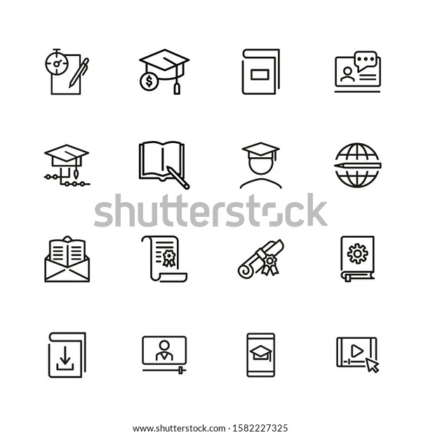 Online Learning Line Icon Set Book Stock Vector (Royalty Free ...