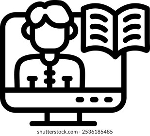 Online Learning Line Icon Vector Design Element